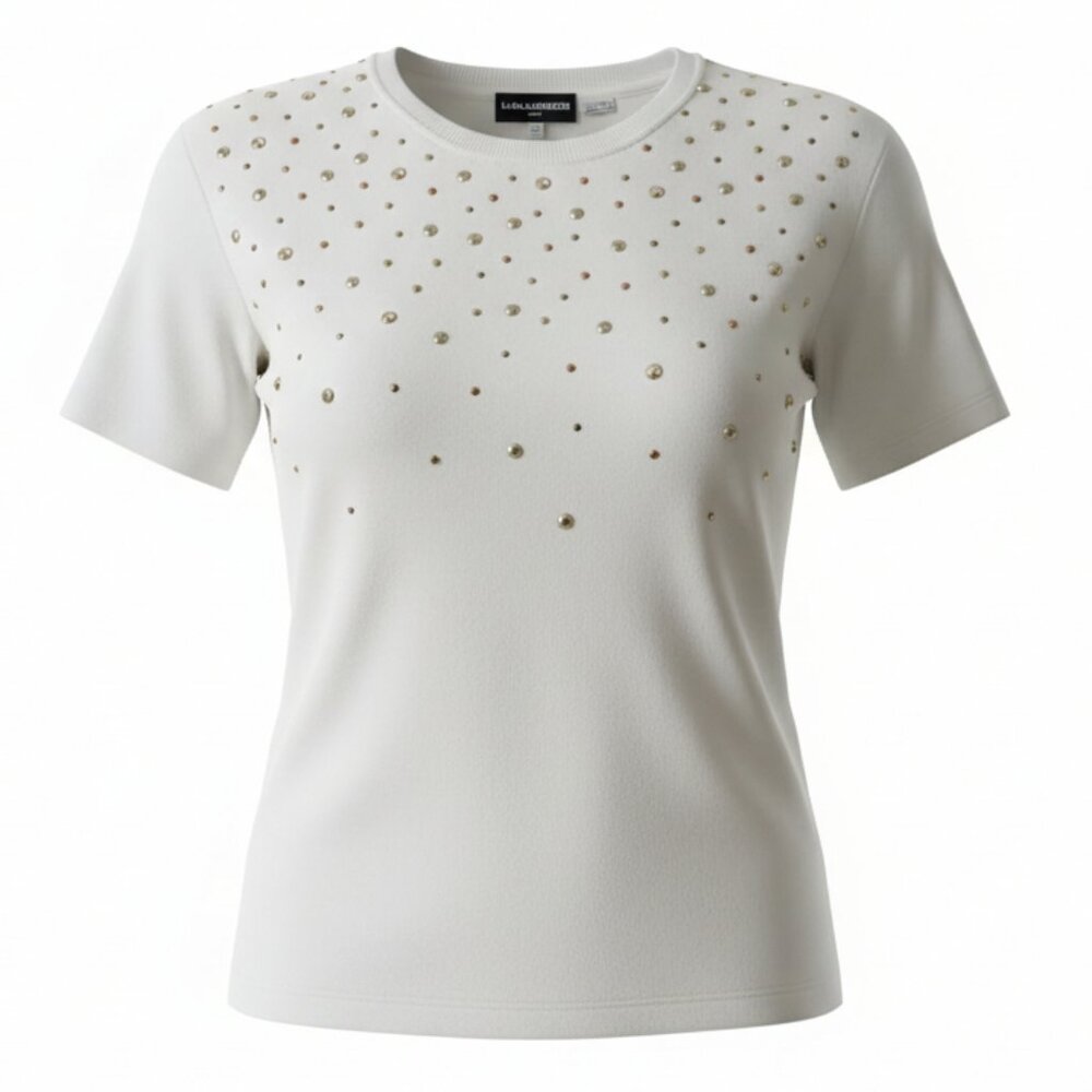 Karl Lagerfeld White Short Sleeve with Rhinestone Size S